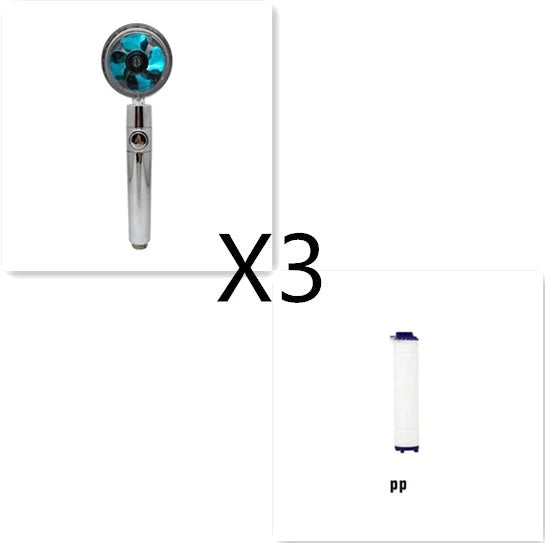 360° Rotating Shower Head with Built-In Fan - Premium ABS Plastic Construction, Water-Saving High-Pressure Spray