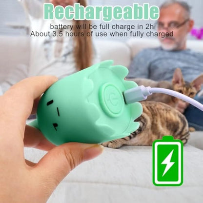 Rechargeable automatic cat wand toy with swinging silicone tails for indoor cat stimulation