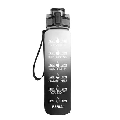 Tritan sports water bottle with frosted gradient finish showing blue-red colour transition
