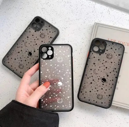 Black star universe patterned iPhone case with skin sensation texture for iPhone 13