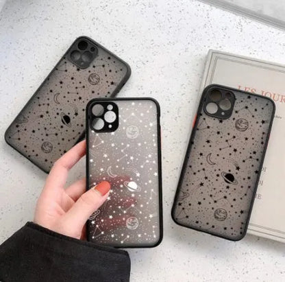 Black star universe patterned iPhone case with skin sensation texture for iPhone 13