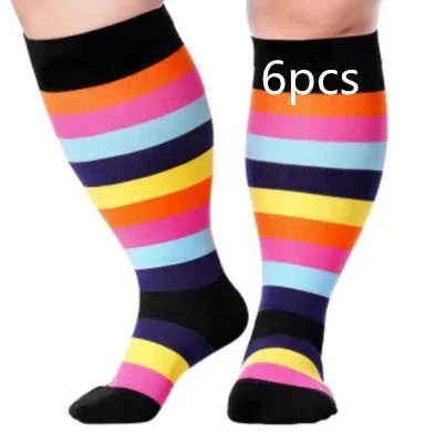 Premium plus size compression socks with breathable bamboo fibers, innovative compression technology, and stylish designs for active lifestyles