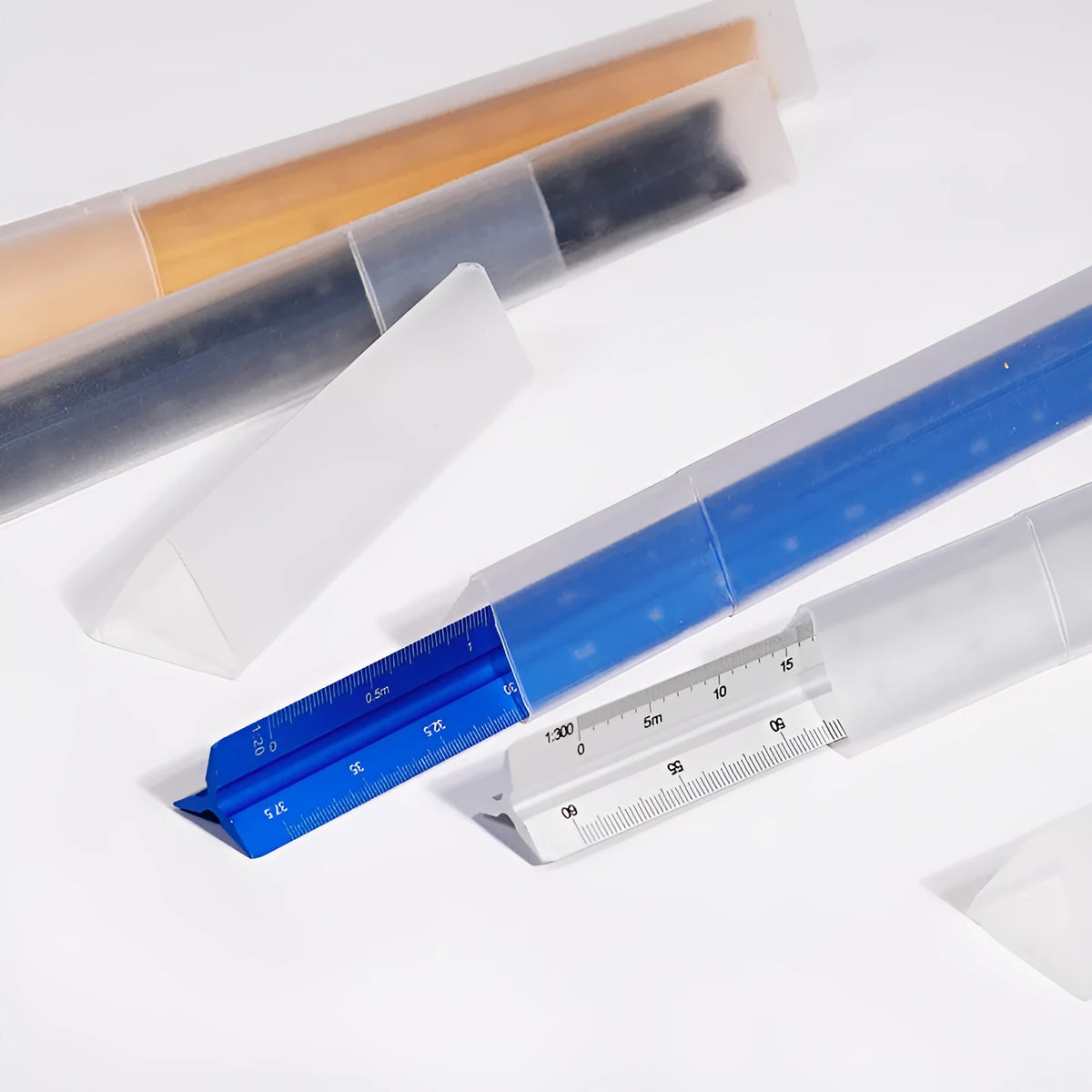 30cm triangular ruler in carbon black, prism blue, star silver or walnut gold, plastic or aluminium alloy, large or small scale