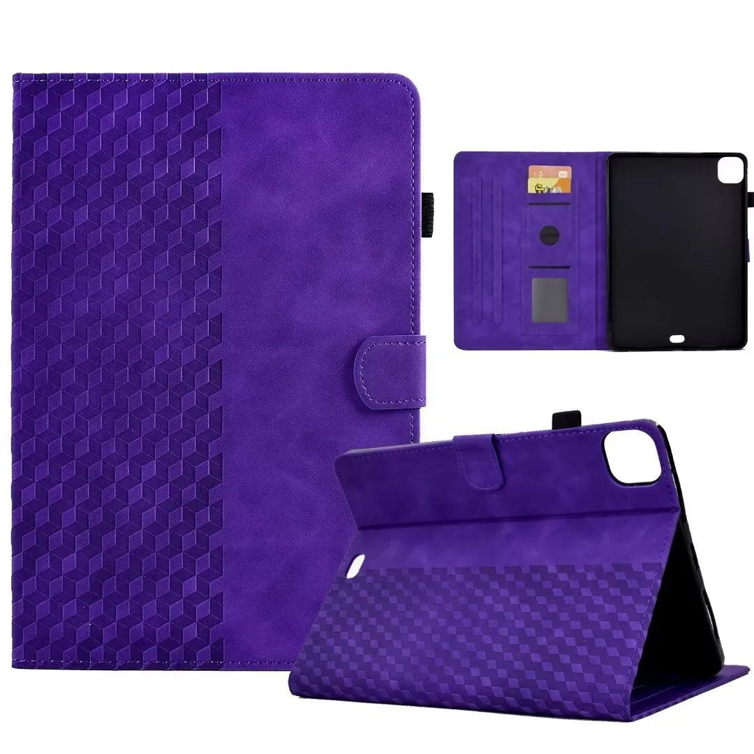 Diamond frosted leather tablet case with card holder for iPad Pro 11, shown in green
