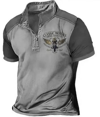 3D printed golf polo shirt in polyester bird eye cloth fabric with loose fit pullover design