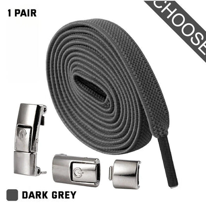 No-Tie Slip-On Sneaker Shoelaces in a variety of colors, including white, blue, pink, and more.