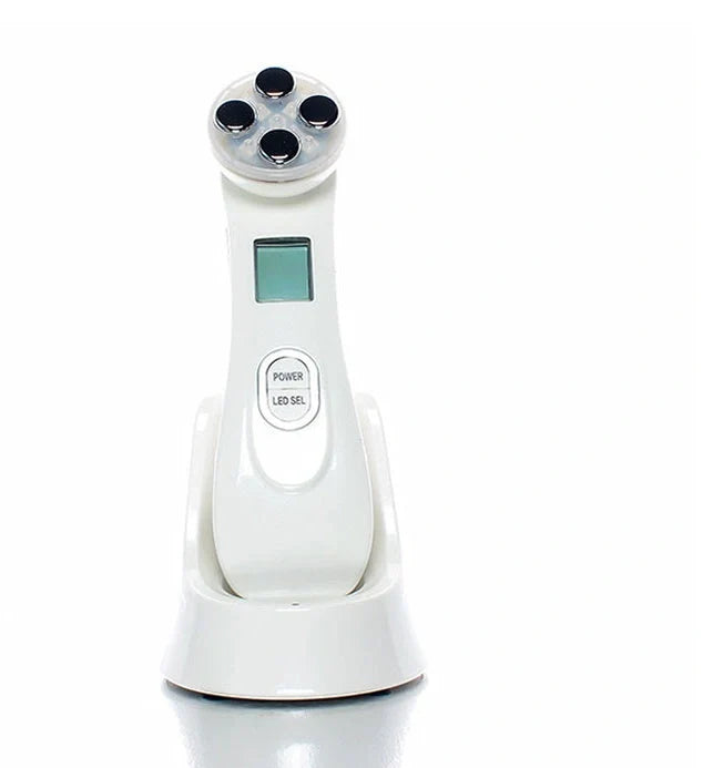EMS radio frequency beauty instrument for skin rejuvenation in white, pink, and black