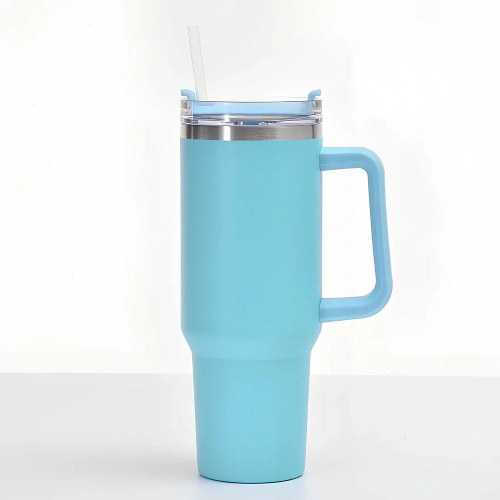 304 stainless steel vacuum cup with double-wall insulation showing 40oz capacity and 26cm height dimensions