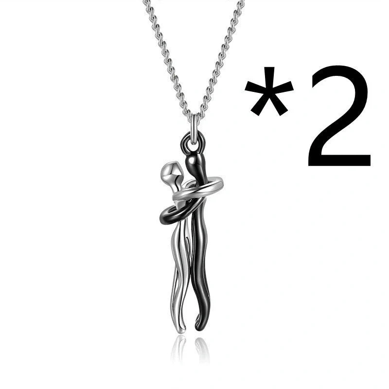 Affectionate Hug Necklace for couples with snake bone chain design