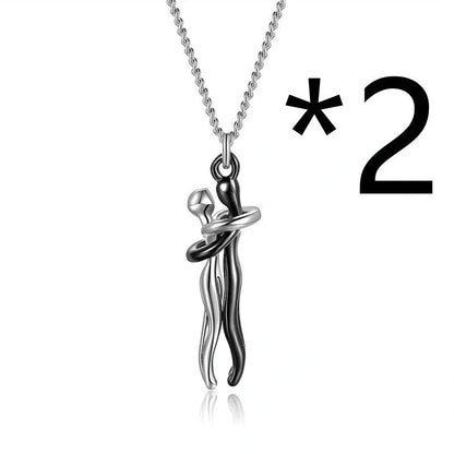 Affectionate Hug Necklace for couples with snake bone chain design