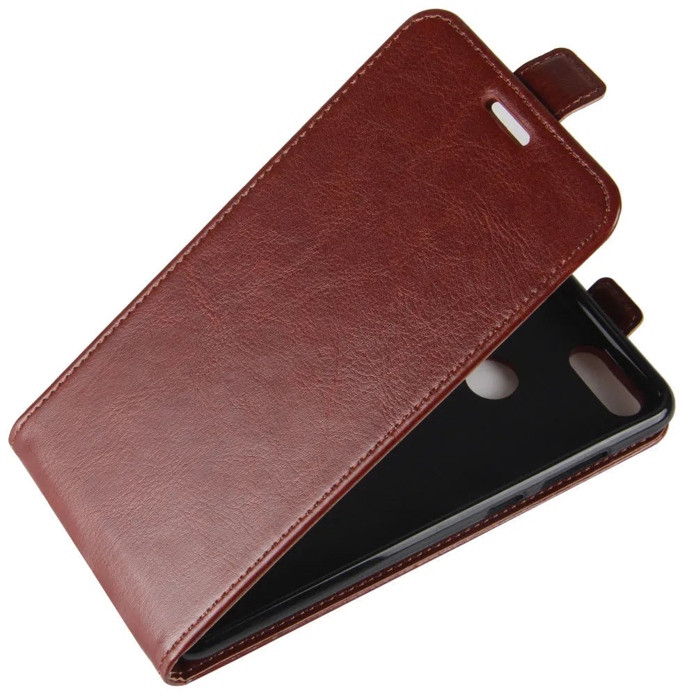 Honor 7X leather wallet phone case in crazy horse pattern with card slots