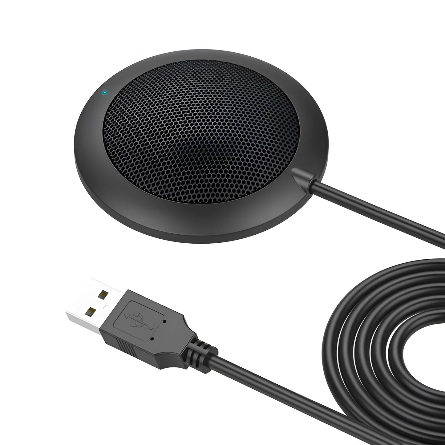 Black USB omnidirectional microphone with zinc alloy shell and metal mesh cover for desktop computers