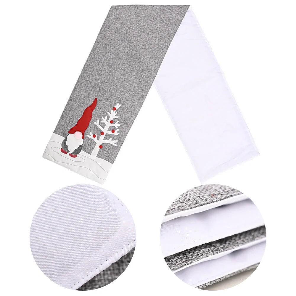 Christmas gnome plush doll grey table runner for festive table decoration