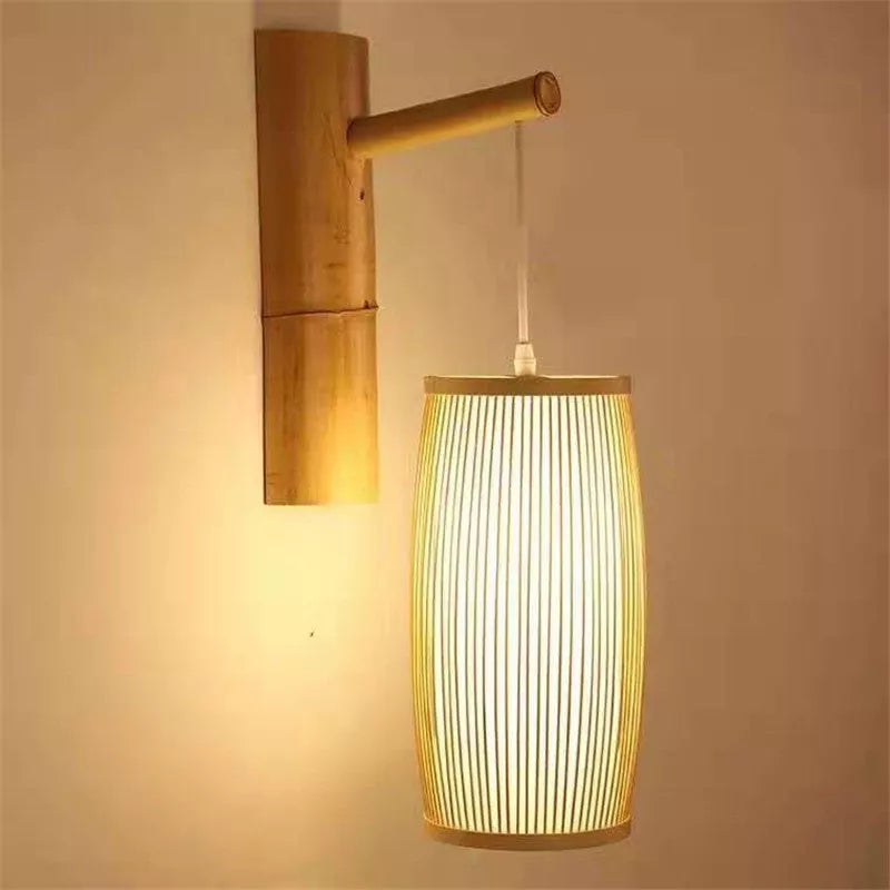 Southeast Asia bamboo plait hall staircase decoration lamp with E27 lamp holder