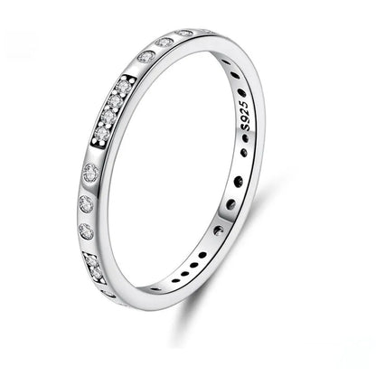 Silver alloy Moss Password I Love You ring with oxidised black finish, shown in size 7 on a model finger.