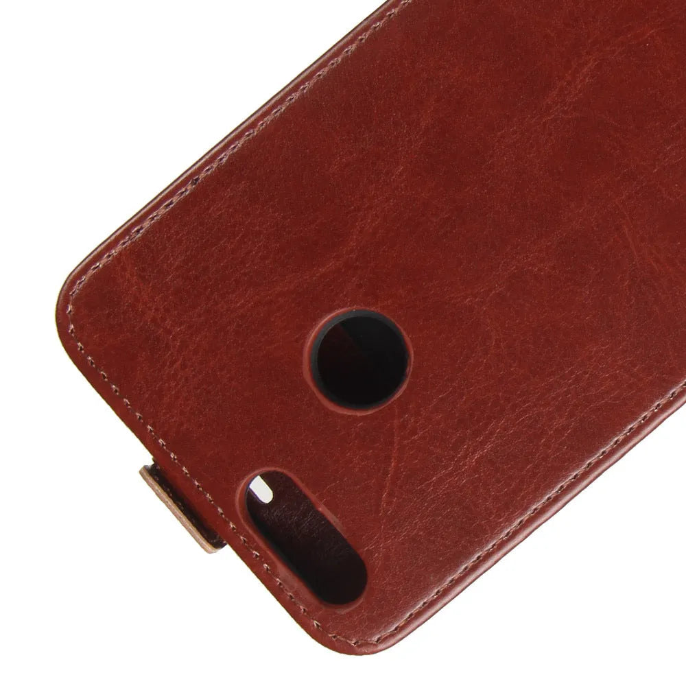 Honor 7X leather wallet phone case in crazy horse pattern with card slots