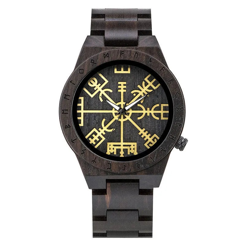 Leisure ebony all wood watch with quartz movement and mineral glass mirror, casual style, four colour options