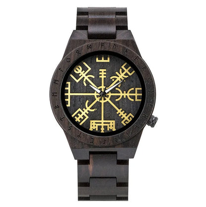 Leisure ebony all wood watch with quartz movement and mineral glass mirror, casual style, four colour options