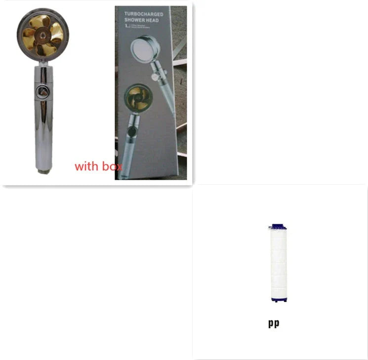 360° Rotating Shower Head with Built-In Fan - Premium ABS Plastic Construction, Water-Saving High-Pressure Spray