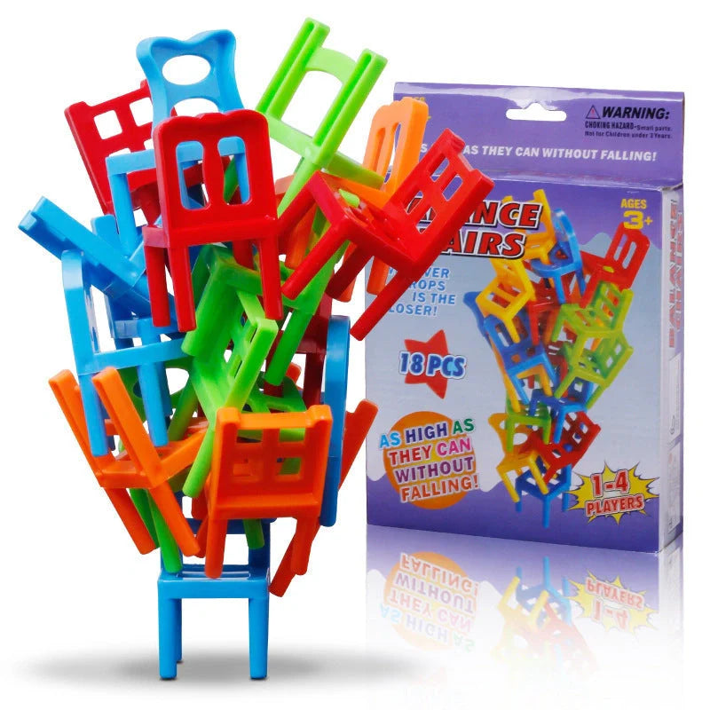 Colourful Balance Chairs Stacking Game for educational family fun