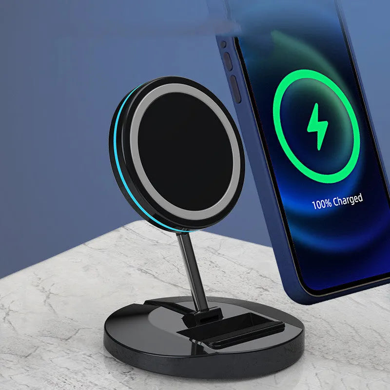 Magnetic 3-in-1 folding wireless charging stand for iPhone 12 models with USB interface
