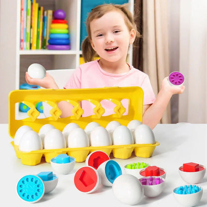Educational smart egg toy for children with 12 shapes for sorting and matching