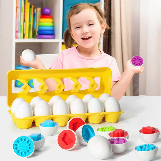 Educational smart egg toy for children with 12 shapes for sorting and matching