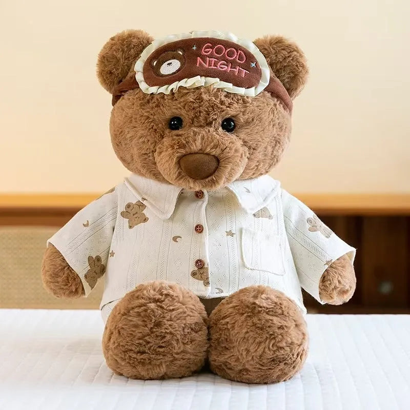 Children's teddy bear doll in 25cm or 35cm, short plush PP cotton, cake bear, pajama bear, or scarf style