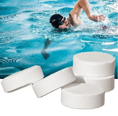 Refreshing pool cleansing tablets for crystal-clear water, featuring a floating dispenser and stabilised chlorine formula