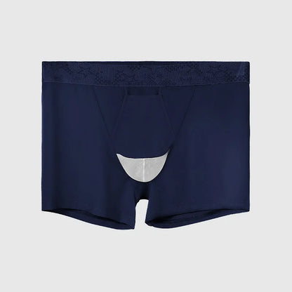 Men's ice silk nylon boyshorts in black, grey, blue, white, and light blue colours