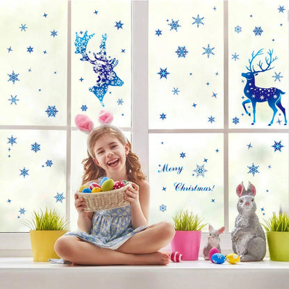 Christmas Elk Snowflake Sticker for glass and wall decoration