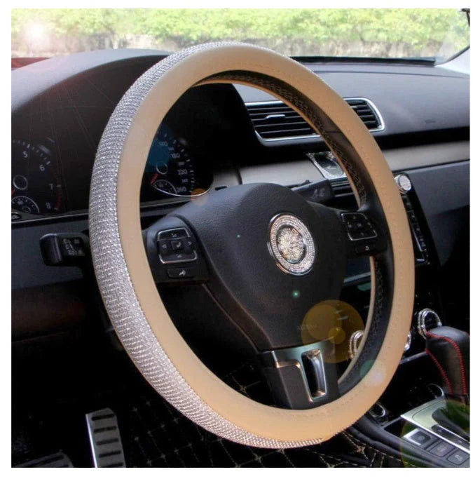 Universal anti-slip PU leather steering wheel handle set in various colours