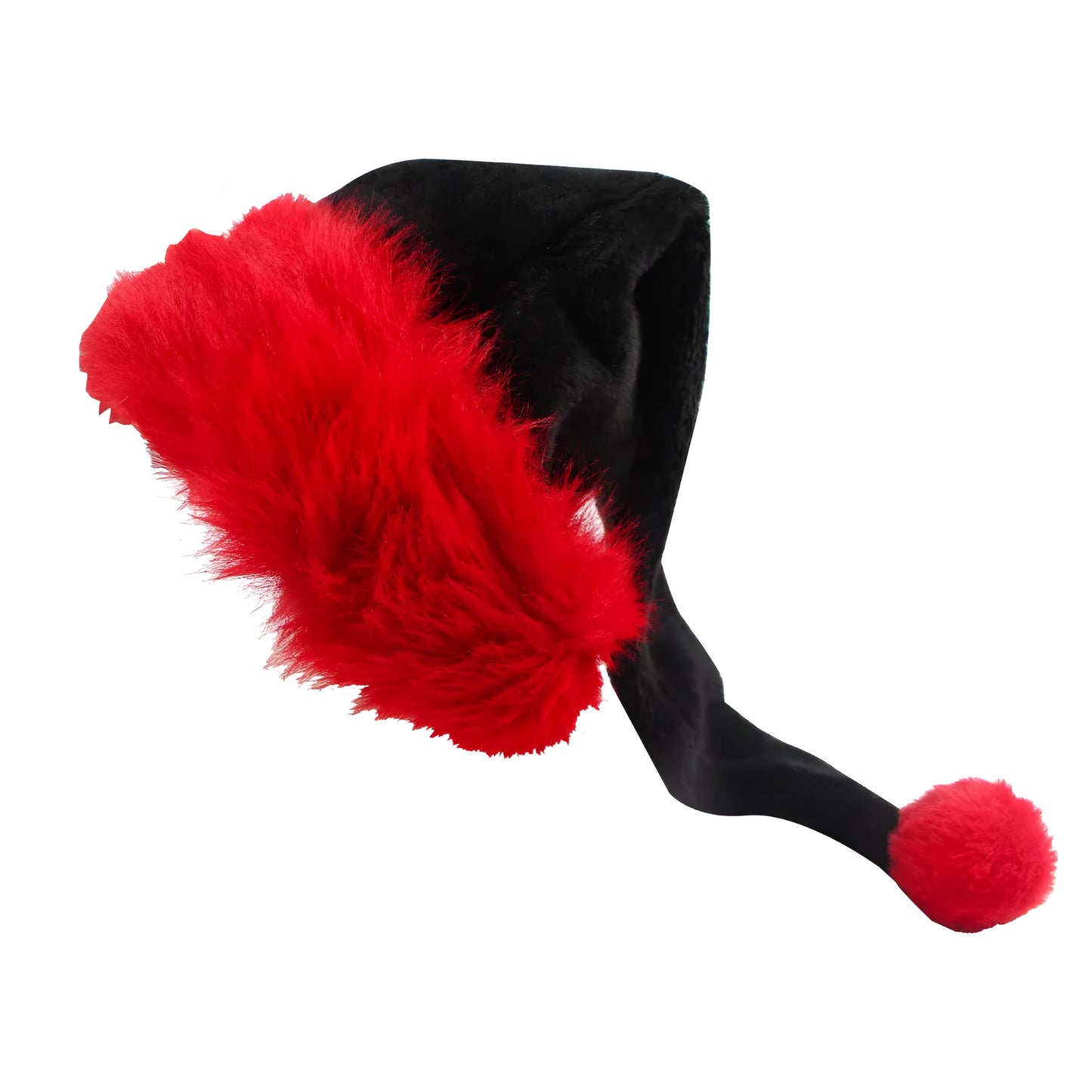 Oversized black and white plush Christmas hat with a classical European design.