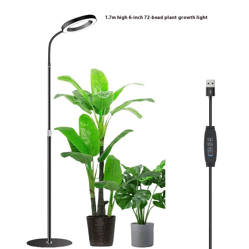 6-inch Angel Ring retractable floor plant grow light with aluminium alloy shell and adjustable stand