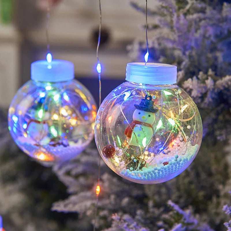 10PCS LED Christmas Curtain Lamp Set with fairy snowman and wishing ball designs for festive decoration