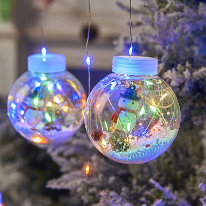 10PCS LED Christmas Curtain Lamp Set with fairy snowman and wishing ball designs for festive decoration