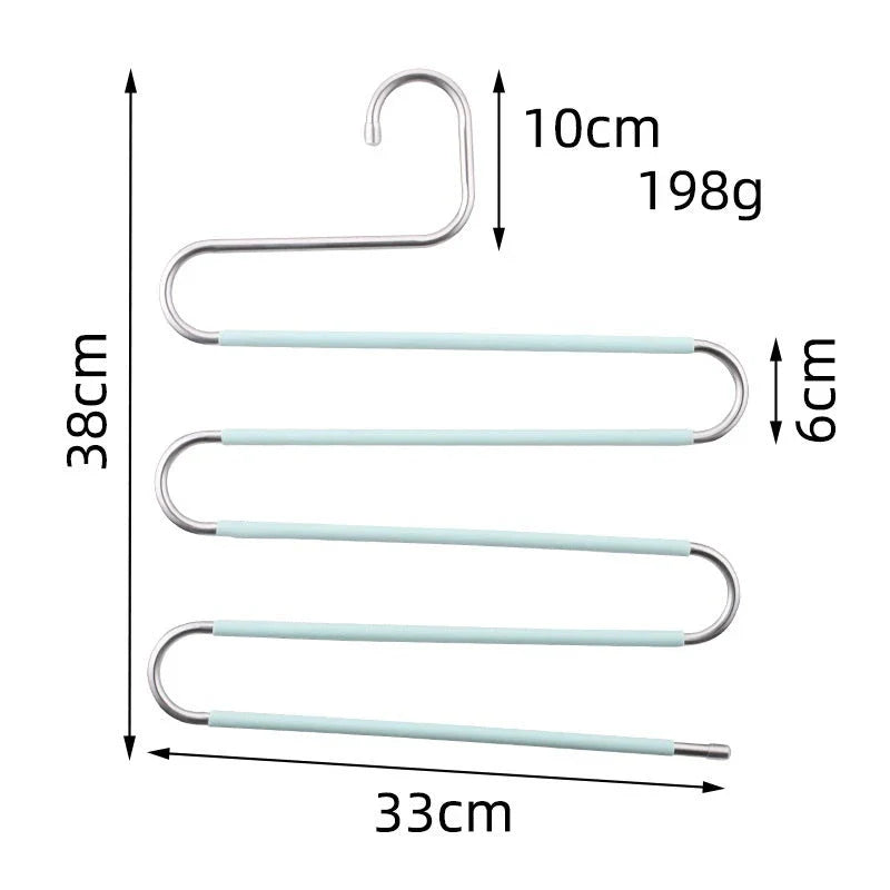 Adjustable 5-Tier Pants Rack in stainless steel with non-slip coating for space-saving closet organization
