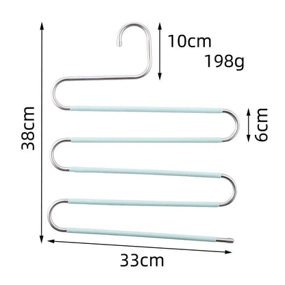 Adjustable 5-Tier Pants Rack in stainless steel with non-slip coating for space-saving closet organization