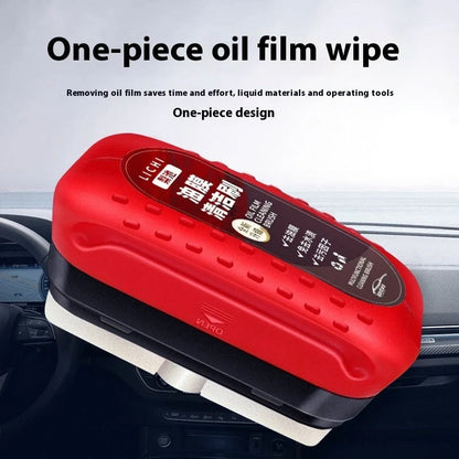 Automotive oil film cleaning brush with hydrophobic effect for clear windshields