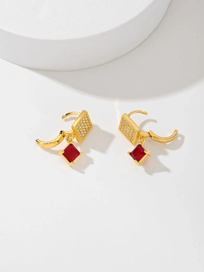 Square fashion zircon earrings in various colours, perfect for women's accessories