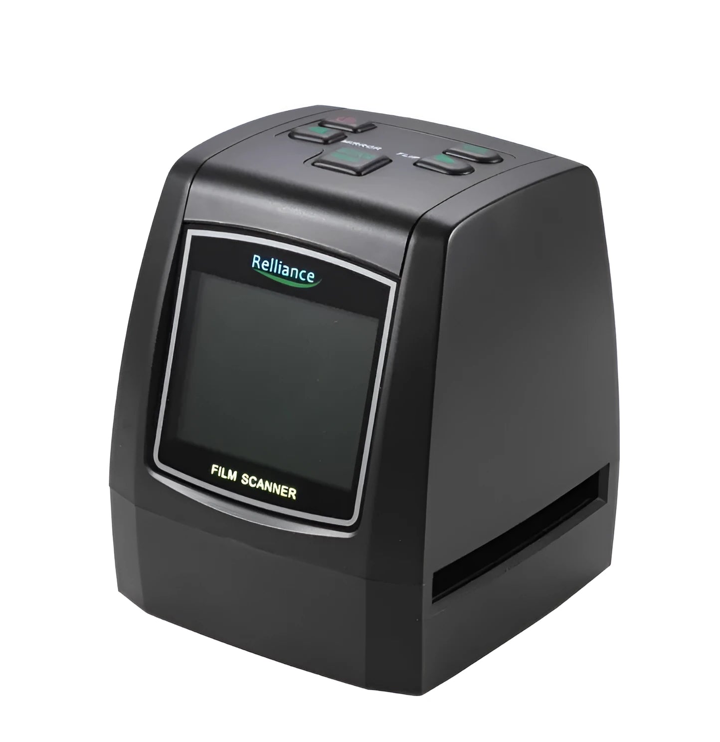 14 megapixel film negative and slide scanner with 2.4-inch LCD screen on a desk.