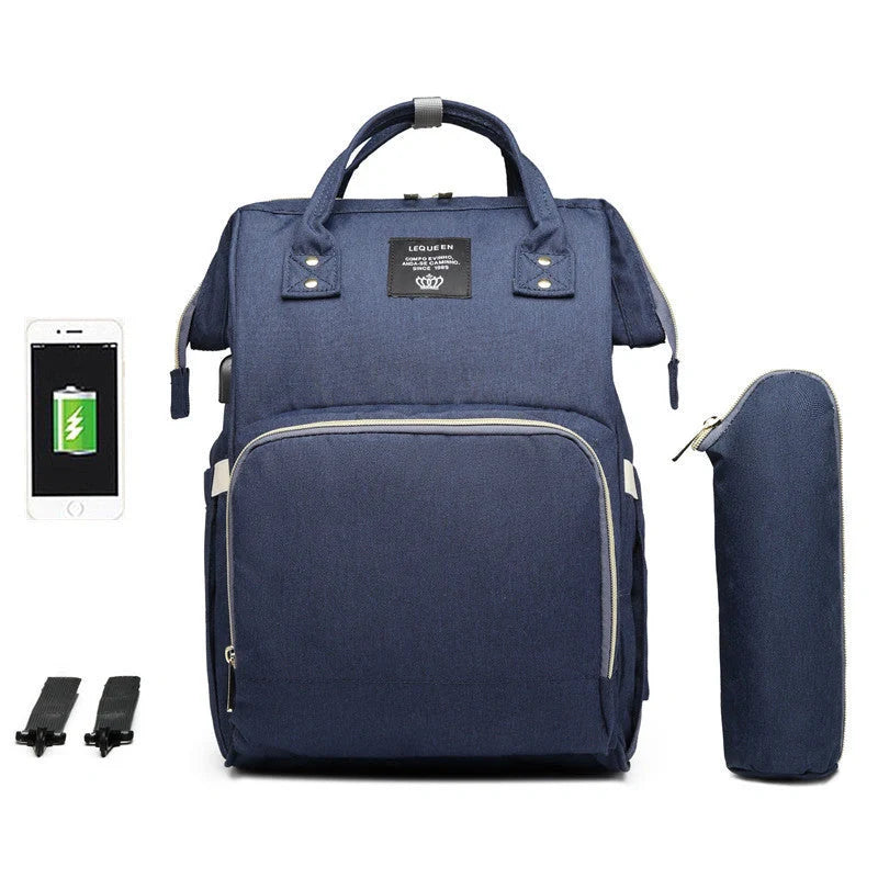 LEQUEEN Stylish Large Capacity Mummy Bag in various colors and styles, perfect for parents on the go.