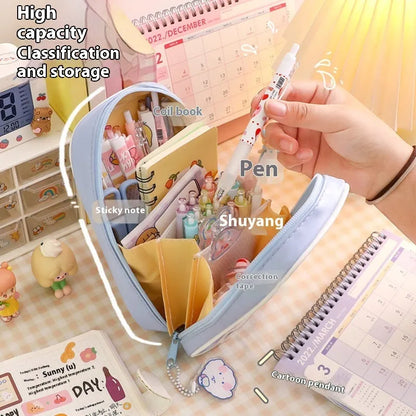 Transparent PVC pencil case with Korean cartoon pattern of candy bear design