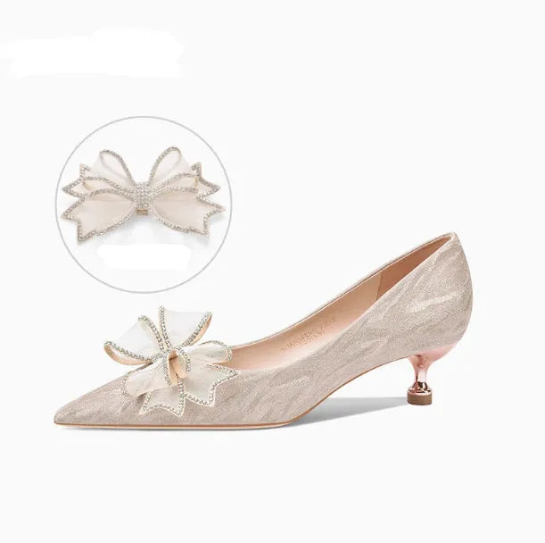 Women's wedding banquet stiletto heel pumps with champagne gold sequin crystal decorations, available in multiple heel heights from 5cm to 10cm and sizes 33-41, featuring shallow mouth design and rubber sole