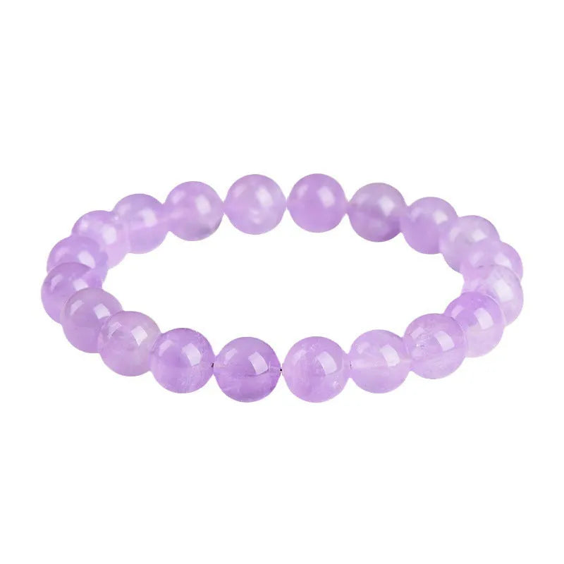 Lavender amethyst bracelet with water ripple design on beads, showing cream body and transparent colour options