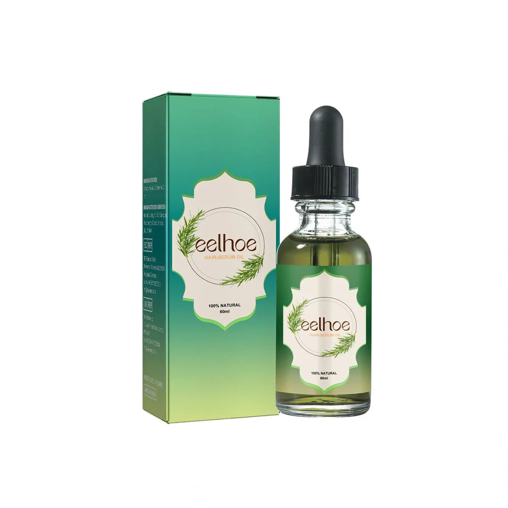 60ml rosemary hair essential oil bottle with dropper containing six natural oils