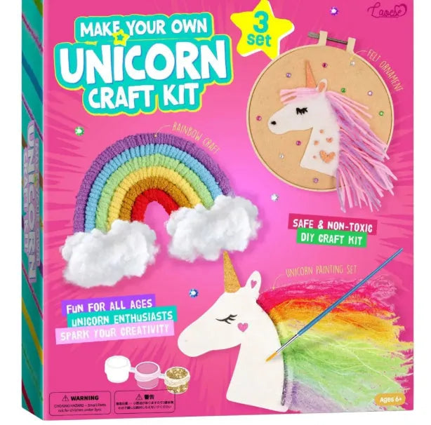 DIY children's educational craft kit with five set styles for ages 6+, including animal pom-pom and glow-in-the-dark fluid stone sets.