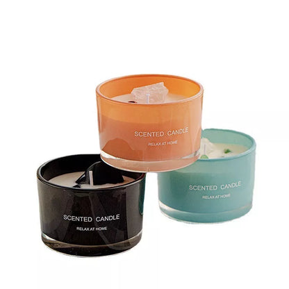 Handmade crystal glass aromatherapy candle in soy wax, available in six colours