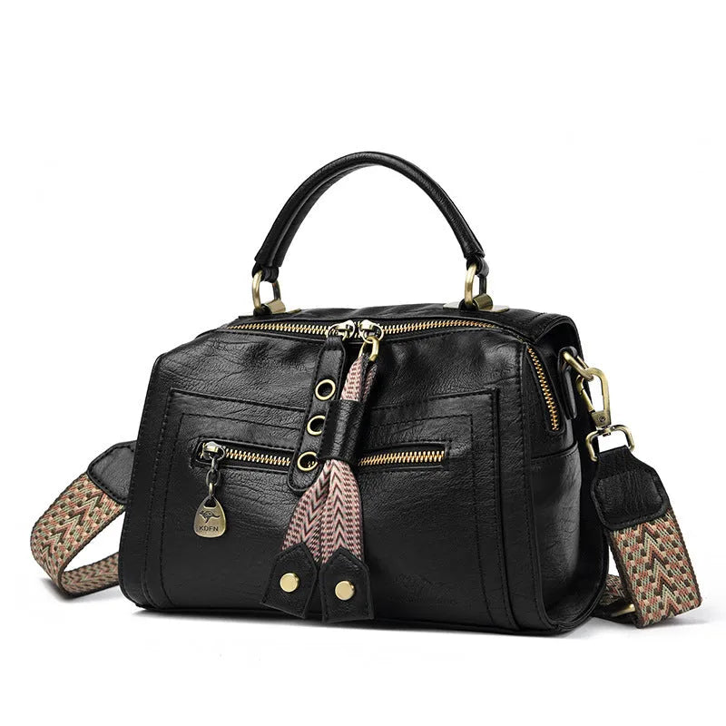 Women's grey one-shoulder crossbody bag with retro style and square shape