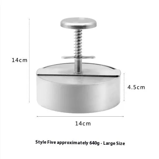 Silver stainless steel meat press mould for making burger patties